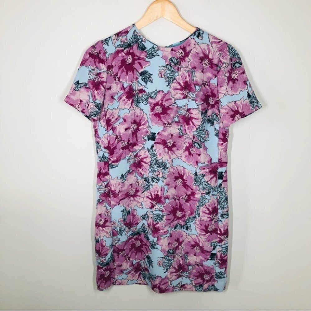 Aritzia Babaton Patricio T-Shirt Dress in‎  Blue and Purple Floral Size 4